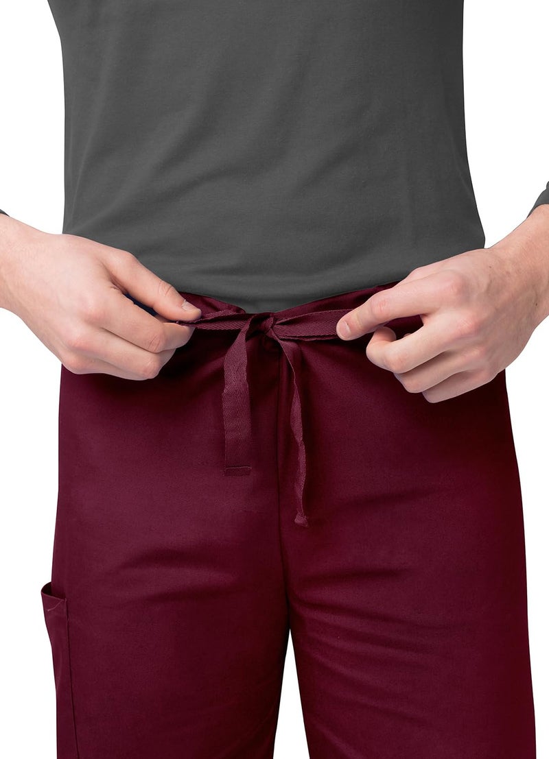 Sivvan Durable Unisex Scrubs Set - Classic V-Neck Scrub Top & Drawstring Scrub Pants For Men & Women, 5 Pockets - S8400 - Burgundy - XL - Image 5